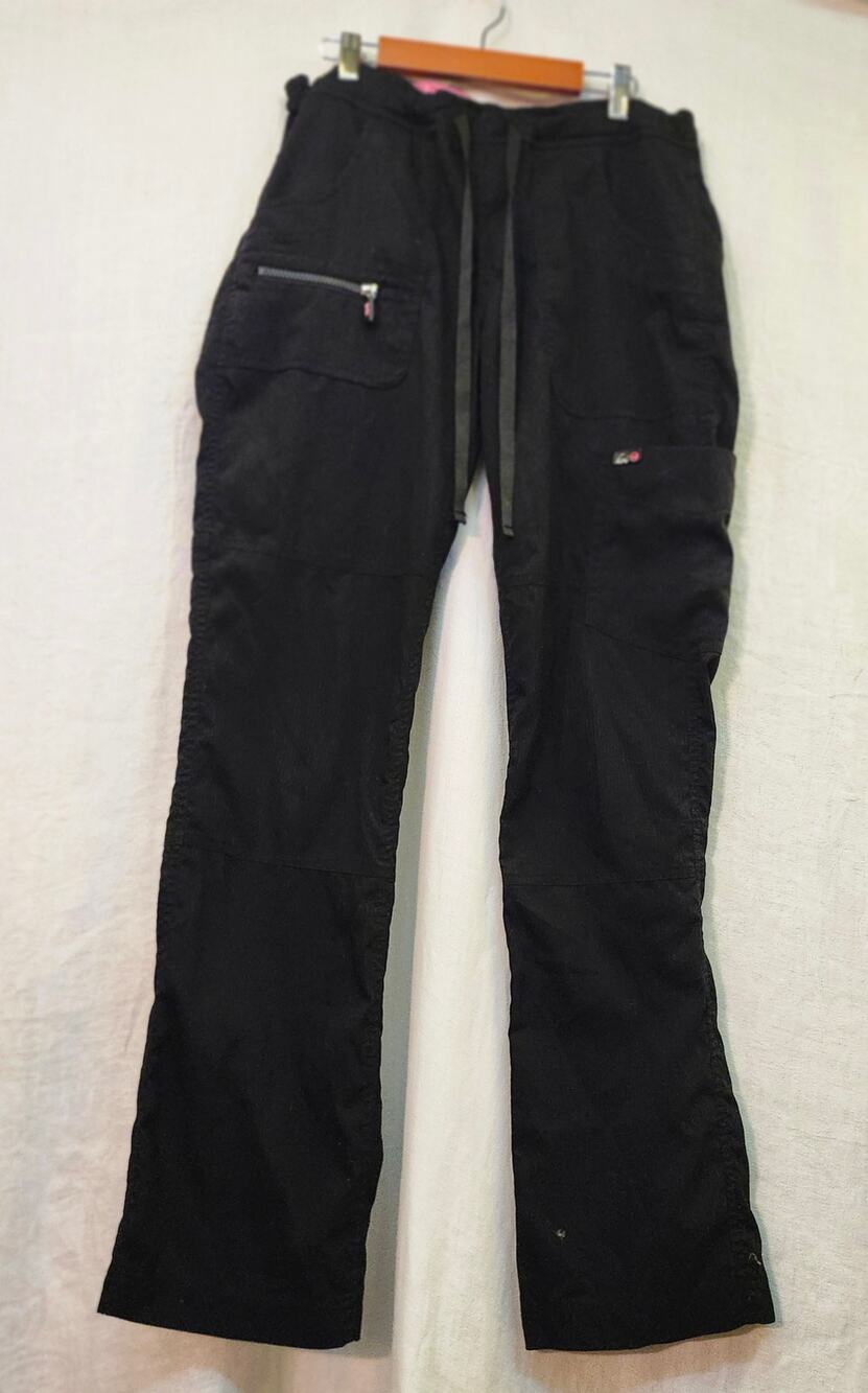 Koi Scrub SZ XS Black drawstring pant Hot Pink Detail Cargo Pockets
